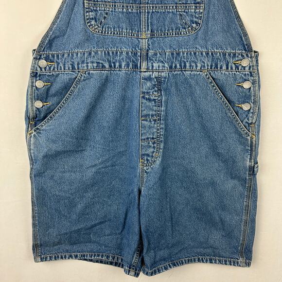 Unionbay Denim Shortalls Bibs Blue 8" Inseam Vintage Y2K Women's Size L - Picture 3 of 9